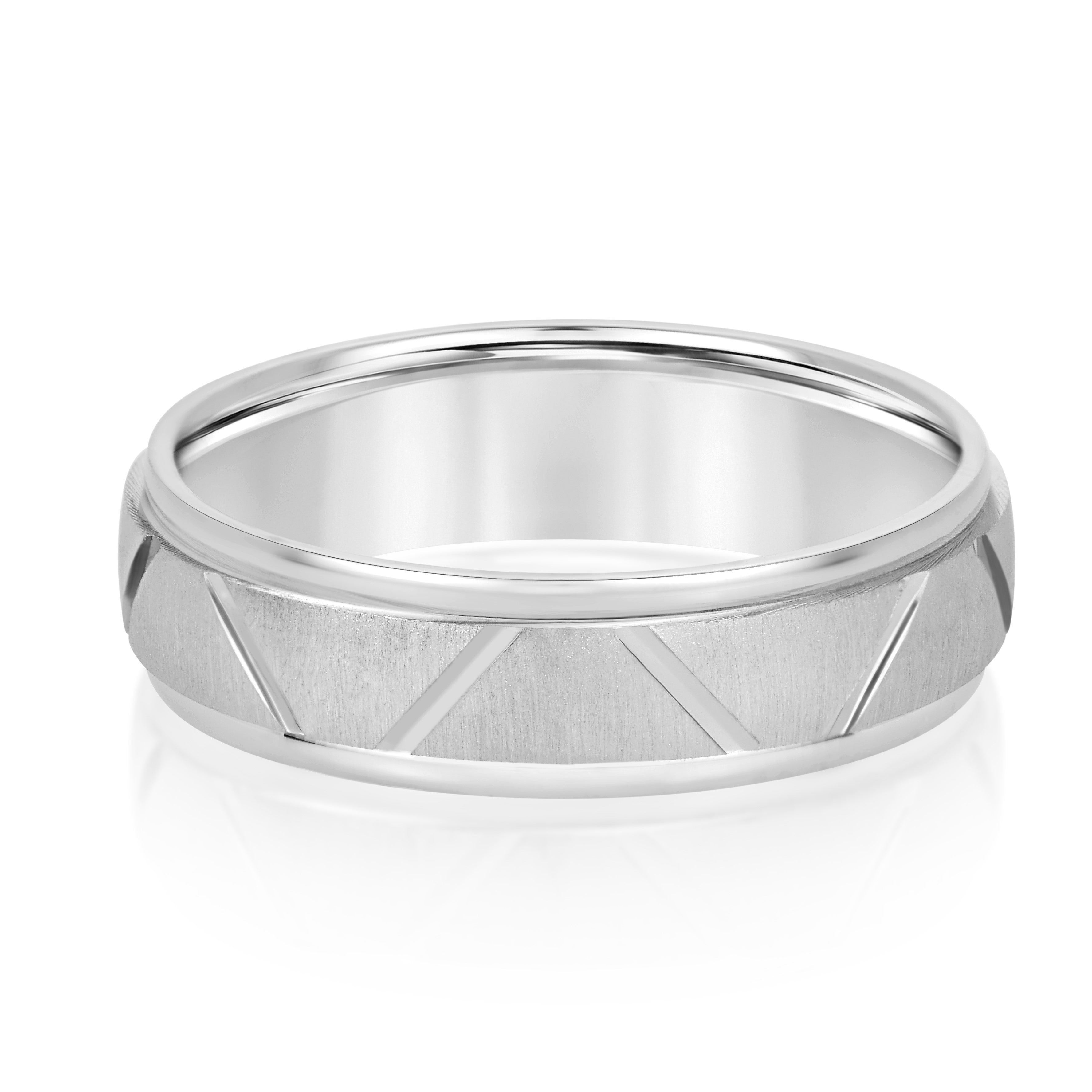 Men's Diagonal Cut Textured Wedding Band-VIRABYANI